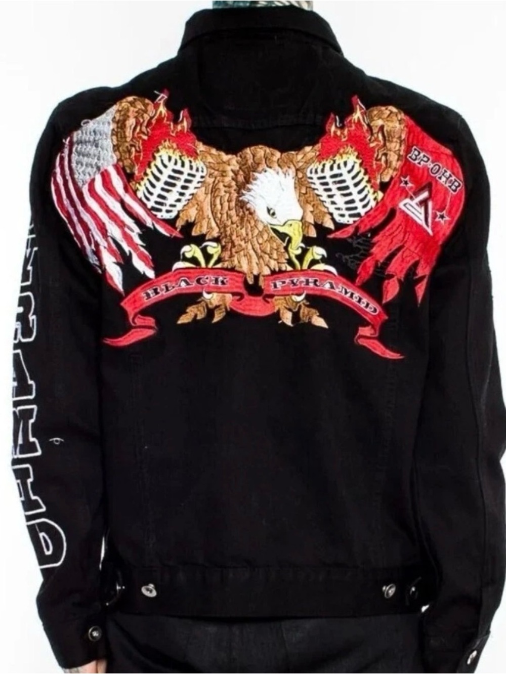 Black Pyramid Black Jacket with Red & Gold Eagle Embroidery